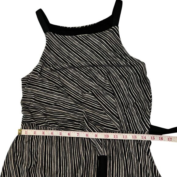 Maeve Anthropologie Salsola Hi-Lo Striped Side Tied Dress Small Black Cream - Picture 9 of 12